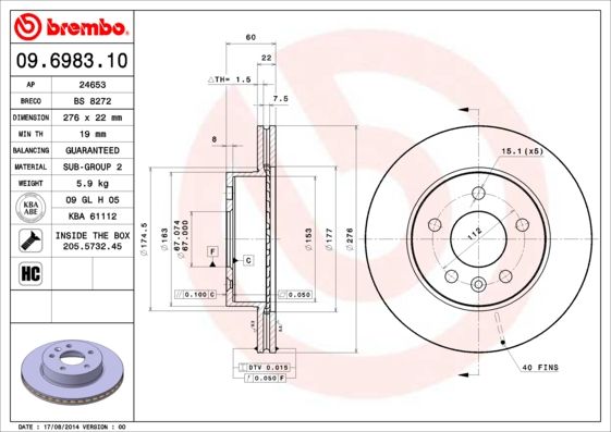 BREMBO Remschijf 09.6983.10