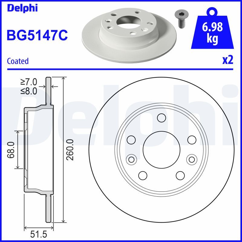 Гальмівний диск, Delphi BG5147C