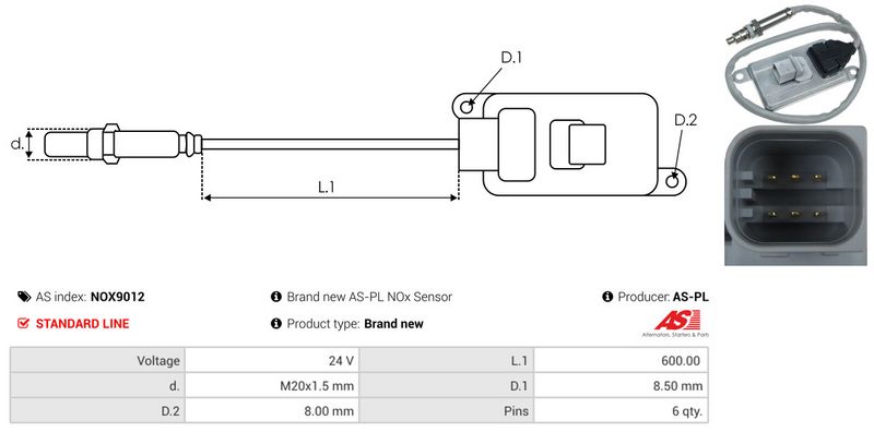 AS-PL NOX9012 NOx daviklis