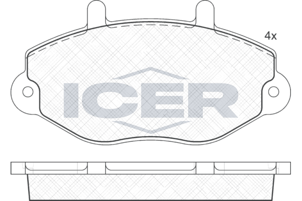 комплект спирачно феродо, дискови спирачки ICER