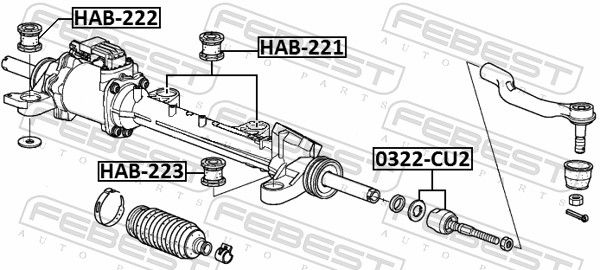 FEBEST HAB-221 Mounting, steering gear