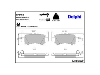DELPHI LP2482 Diskinių stabdžių kaladėlių komplektas