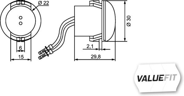 pozička LED červená, kabel 0,5m 2TM357011-011