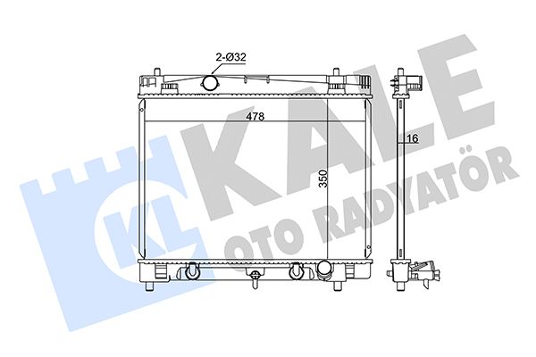 KALE TOYOTA Радиатор охлаждения с АКПП Yaris 1.0/1.3 05-