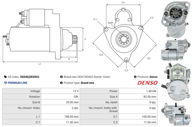 AS-PL S6046(DENSO) Starter