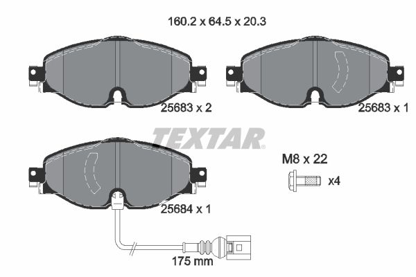 TEXTAR fékbetétkészlet, tárcsafék 2568301