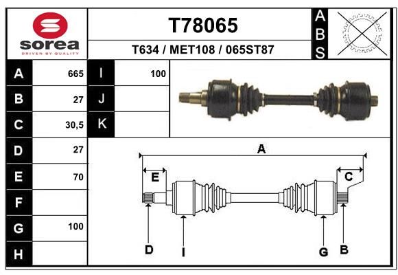 EAI hajtótengely T78065