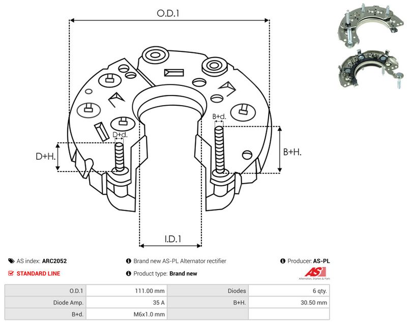 AS-PL ARC2052 Rectifier, alternator