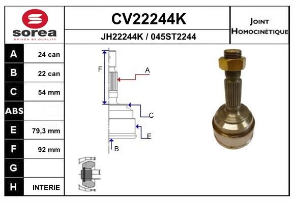 EAI csuklókészlet, hajtótengely CV22244K