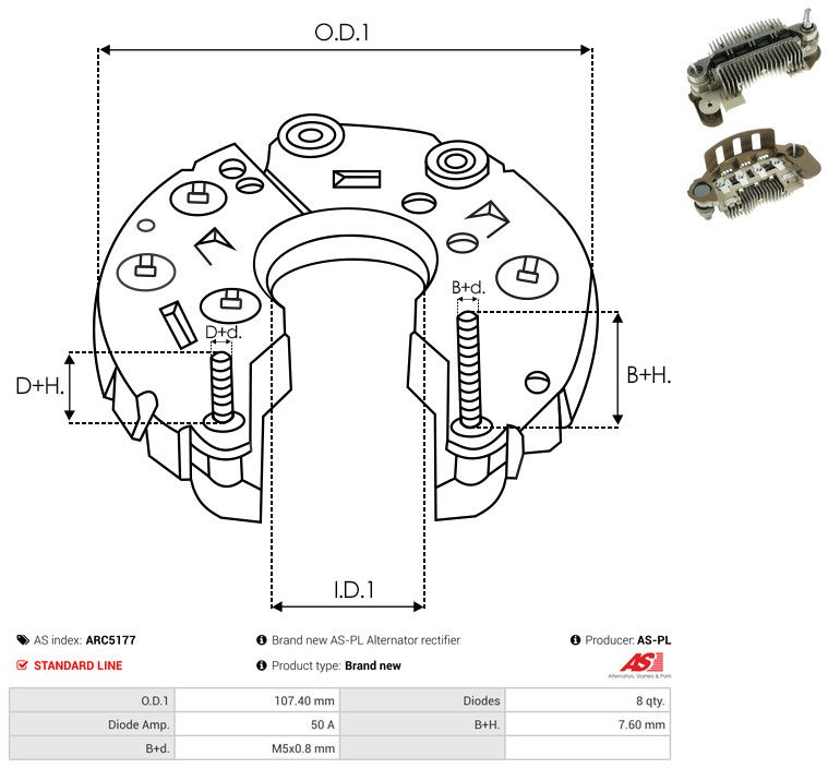 AS-PL ARC5177 Rectifier, alternator