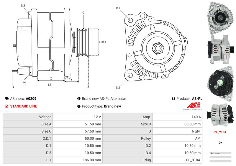 AS-PL A0209 Alternator
