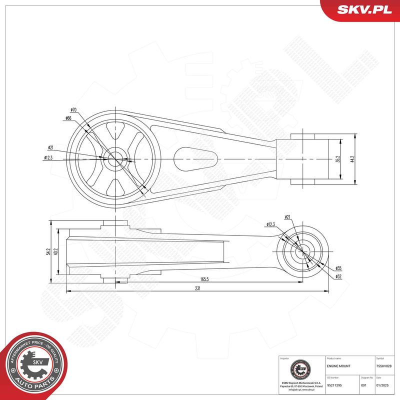 Paigutus, Mootor, ESEN SKV 75SKV028