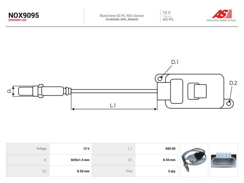 NOx-sensor, karbamiidipritse, AS-PL NOX9095