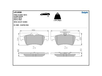 DELPHI LP1958 Brake Pad Set, disc brake