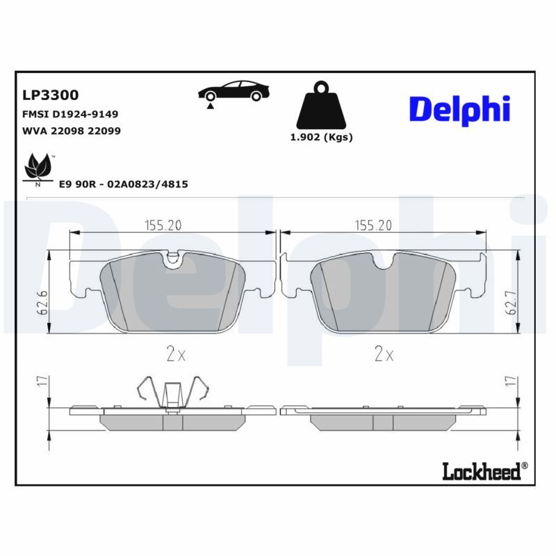 Piduriklotsi komplekt, ketaspidur, DELPHI LP3300