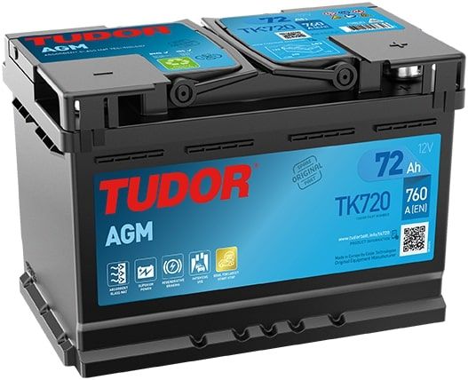 Tudor AGM 12V 70Ah, TK720 (ersätter TK700)