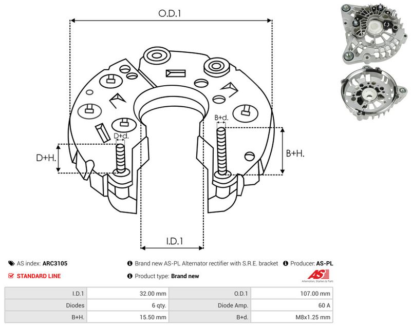 AS-PL ARC3105 Rectifier, alternator
