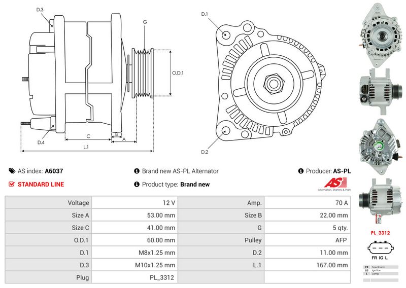 AS-PL A6037 Alternator