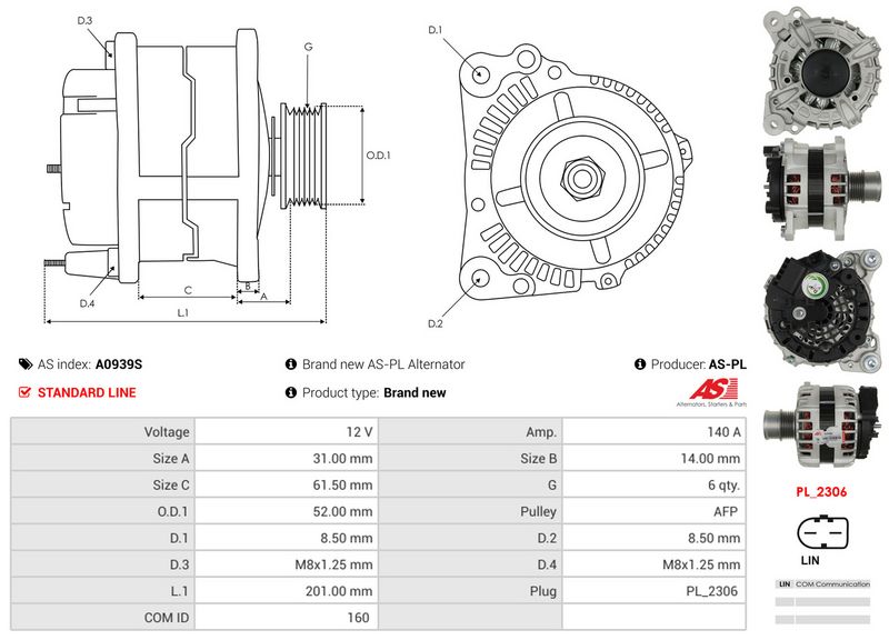 AS-PL A0939S Alternator