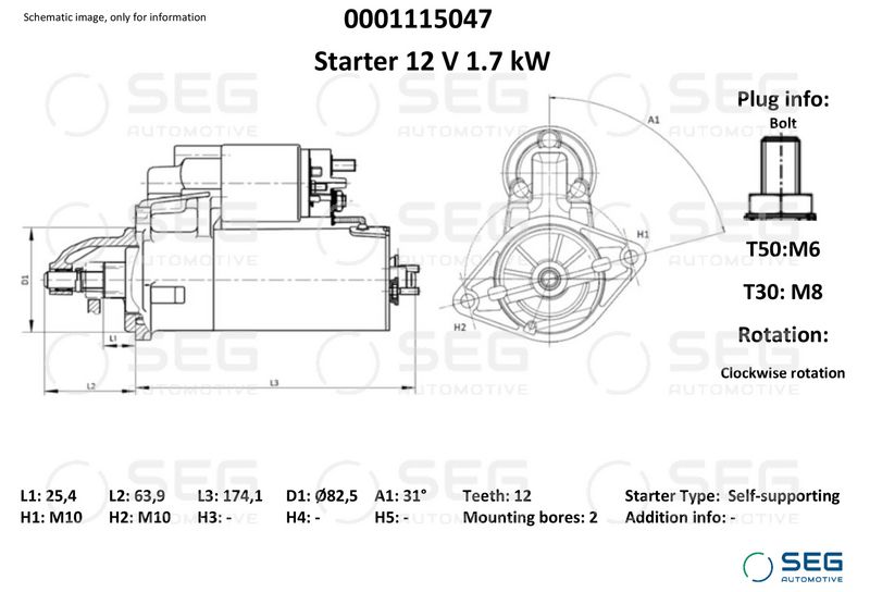 SEG Automotive 0001115047 Starter