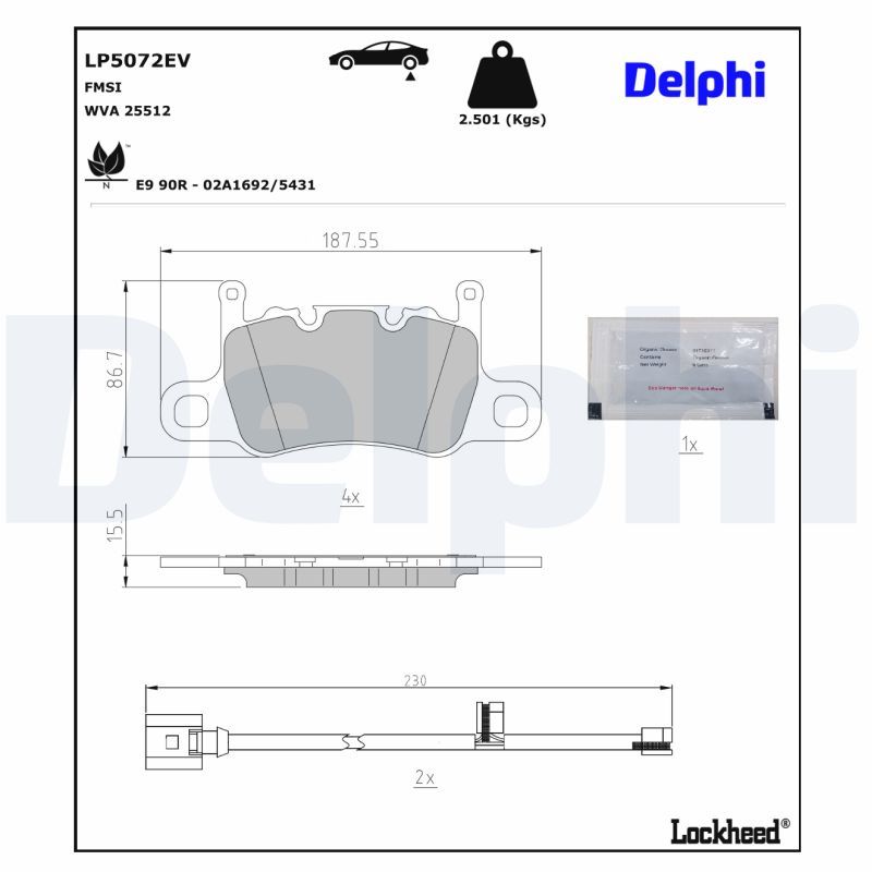 DELPHI LP5072EV Brake Pad Set, disc brake