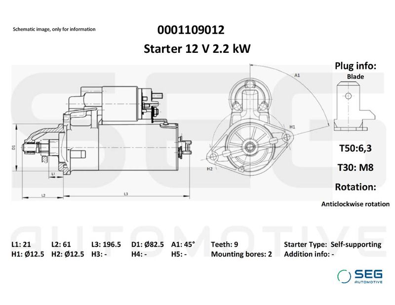 SEG Automotive 0001109012 Starter
