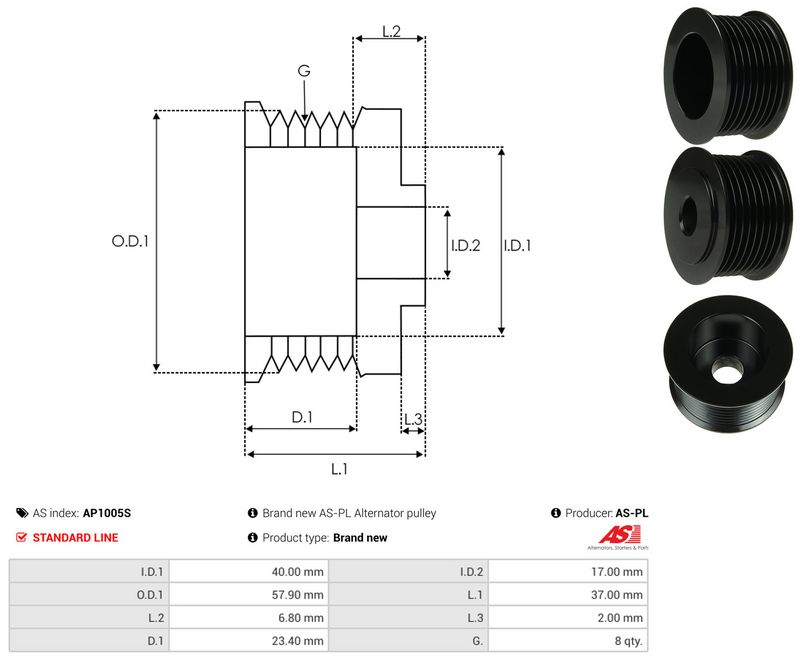 AS-PL AP1005S Belt Pulley, alternator