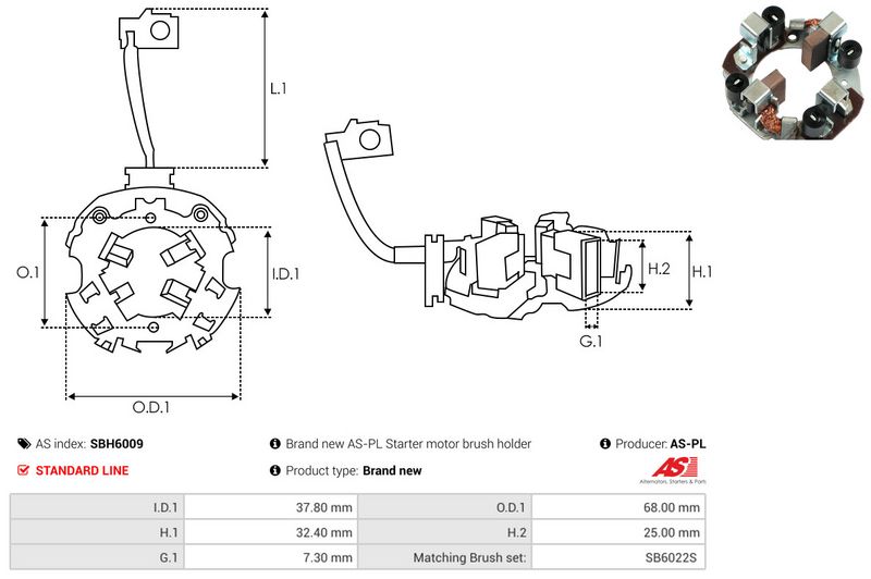 AS-PL SBH6009 Holder, carbon brushes