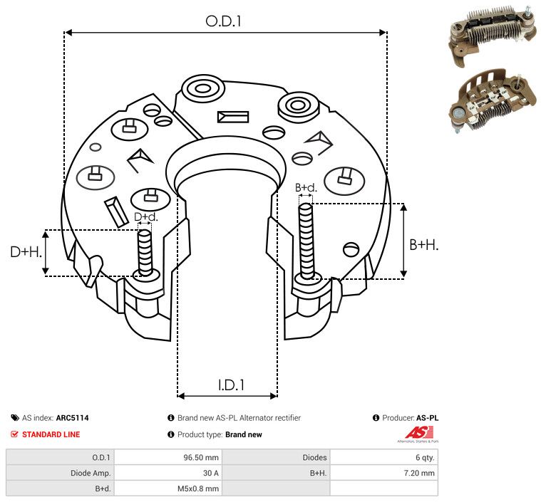AS-PL ARC5114 Rectifier, alternator