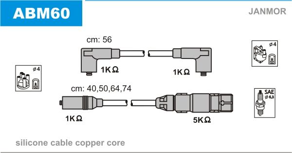 Комплект проводів високої напруги, Janmor ABM60