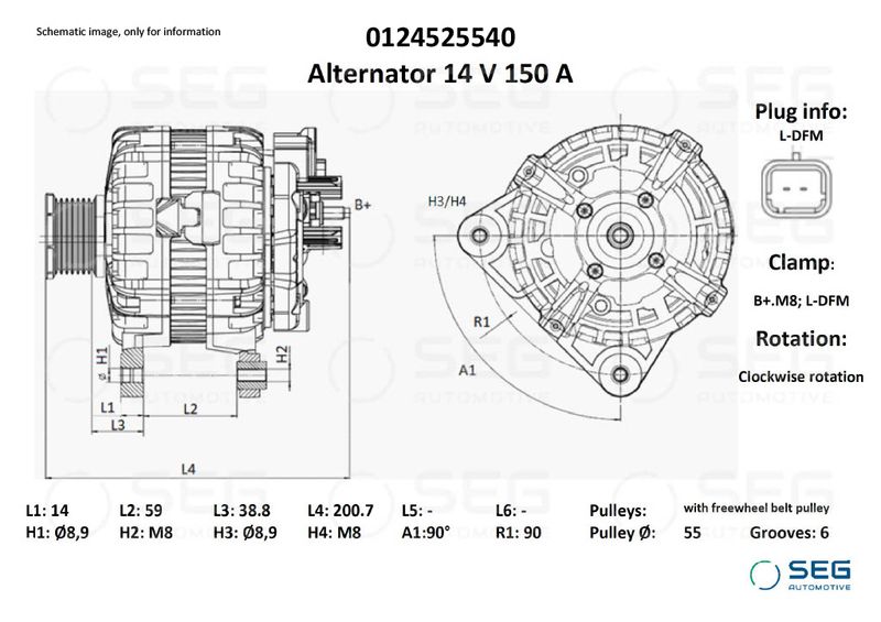 SEG Automotive 0124525540 Alternator