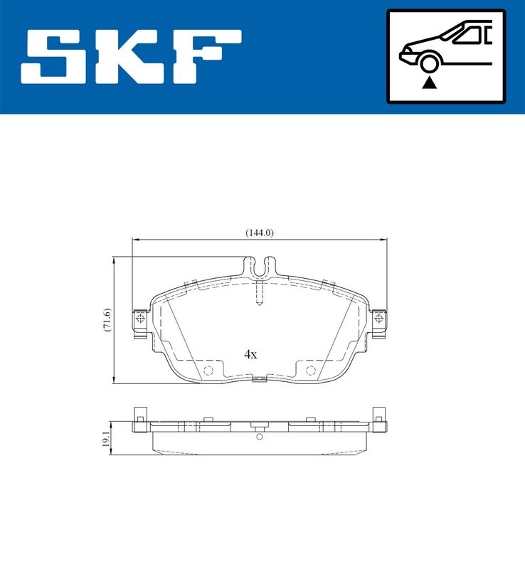 Комплект гальмівних накладок, дискове гальмо, Skf VKBP80028