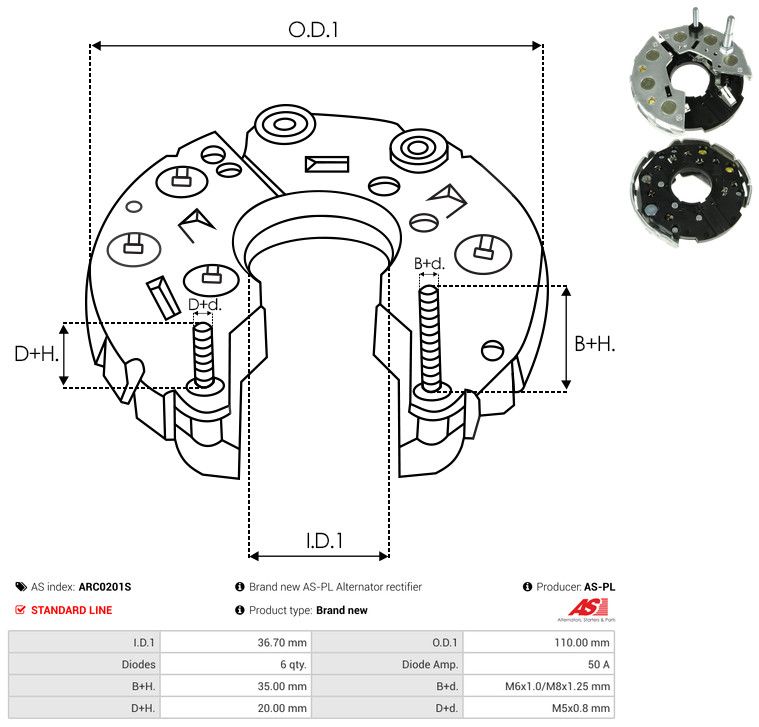 AS-PL ARC0201S Rectifier, alternator