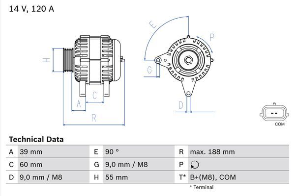 Генератор, Bosch 0986080990