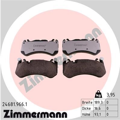 Комплект гальмівних накладок, дискове гальмо, Zimmermann 24681.966.1