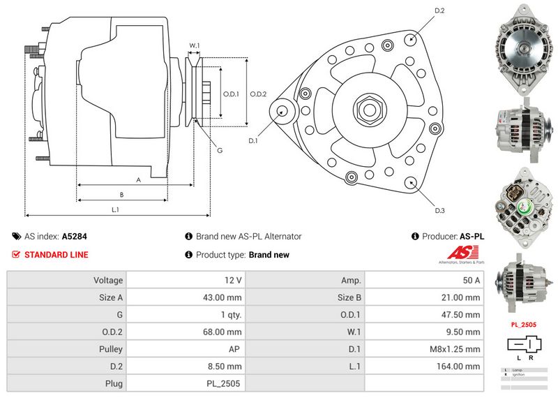 AS-PL A5284 Alternator