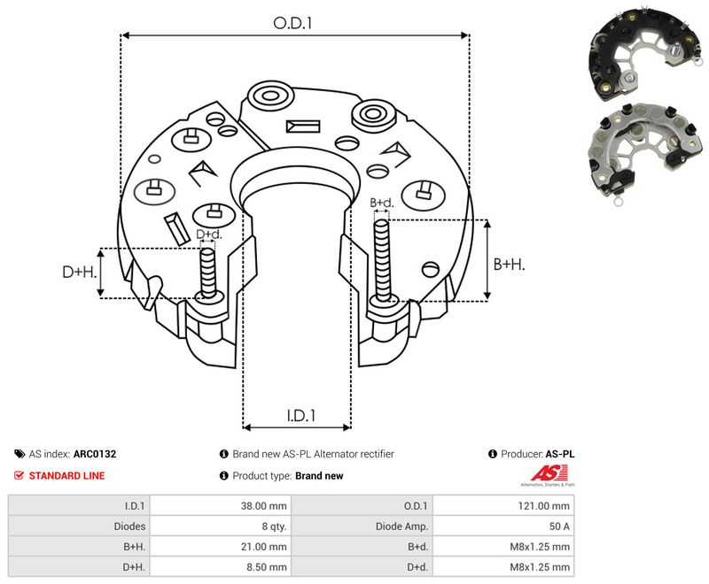 AS-PL ARC0132 Rectifier, alternator