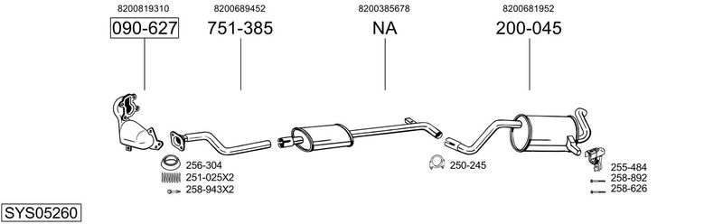 BOSAL kipufogórendszer SYS05260