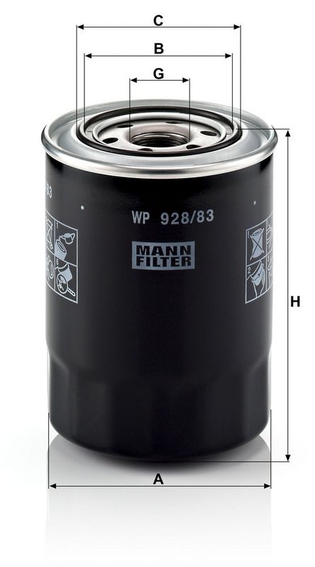 Õlifilter, MANN-FILTER WP 928, 83
