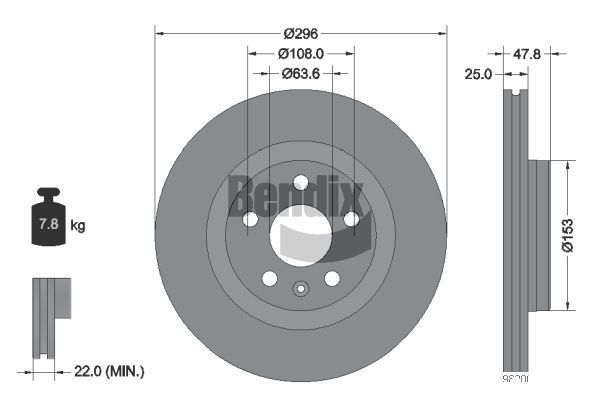 BENDIX Braking féktárcsa BDS2213HC