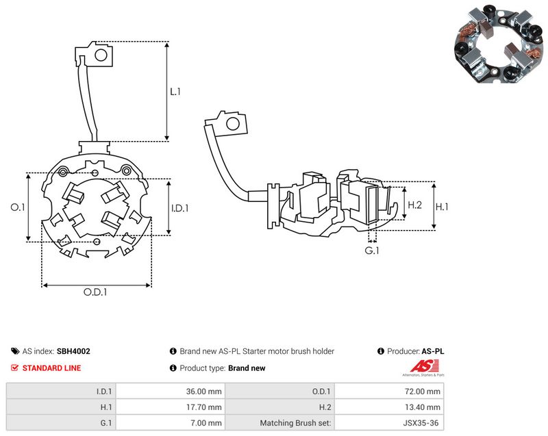AS-PL SBH4002 Holder, carbon brushes