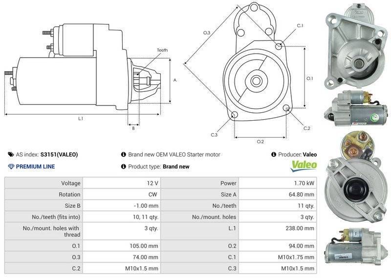 AS-PL S3151(VALEO) Starter