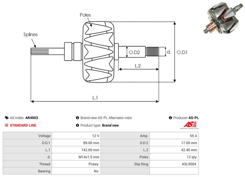 rootor, generaator, AS-PL AR4003