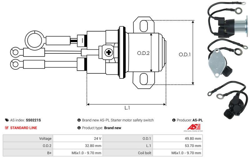 AS-PL SS0221S Solenoid Switch, starter