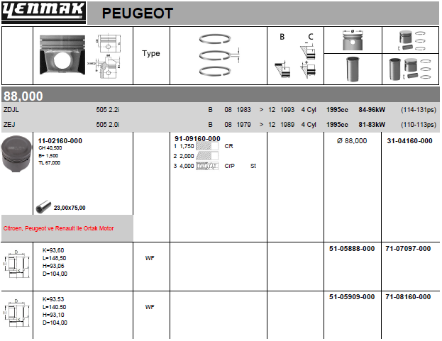 YENMAK Piston 31-04160-000
