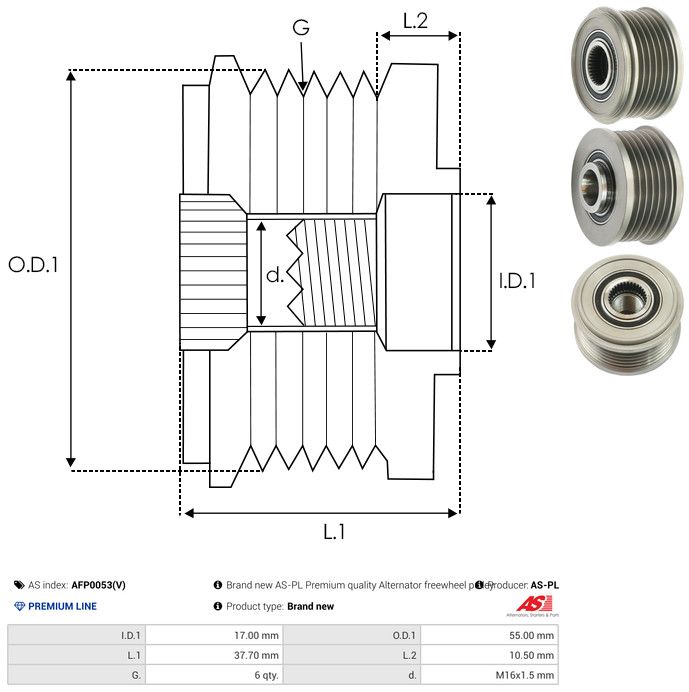 AS-PL AFP0053(V) Alternator Freewheel Clutch