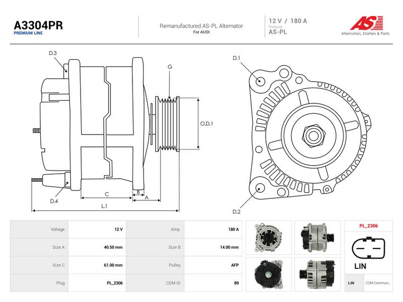 Generaator, AS-PL A3304PR