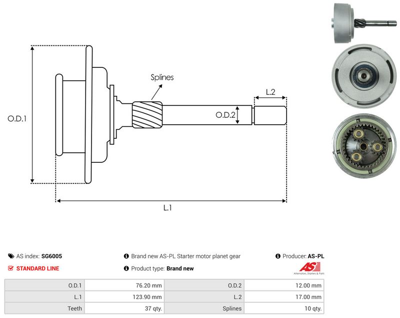 AS-PL SG6005 Ring Gear, planetary gearbox (starter)