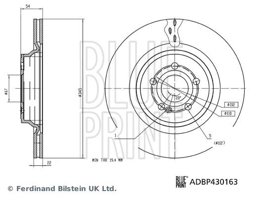 BLUE PRINT Remschijf ADBP430163