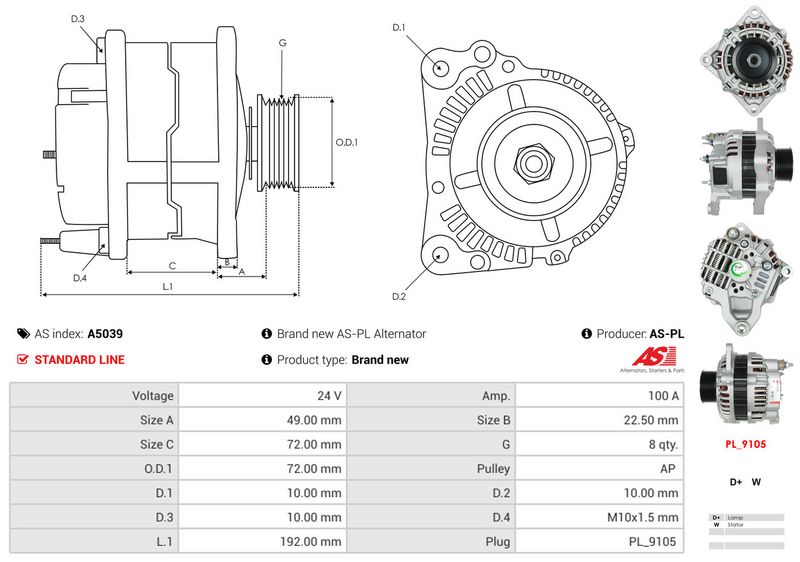 AS-PL A5039 Alternator